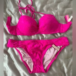 NWT Victoria’s Secret hot pink lace bikini
